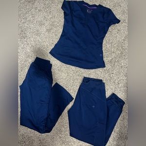 Dark Blue Healing Hands Scrub Set Size XS Petite